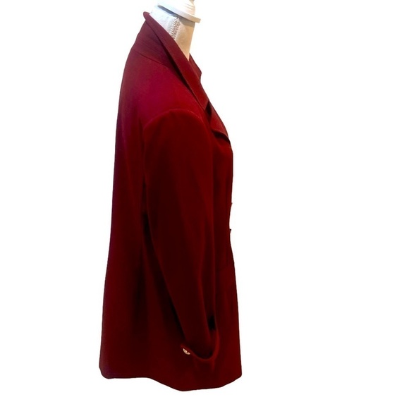 Vince Camuto double breasted coat gold tone logo buttons lined merlot large - Picture 10 of 12